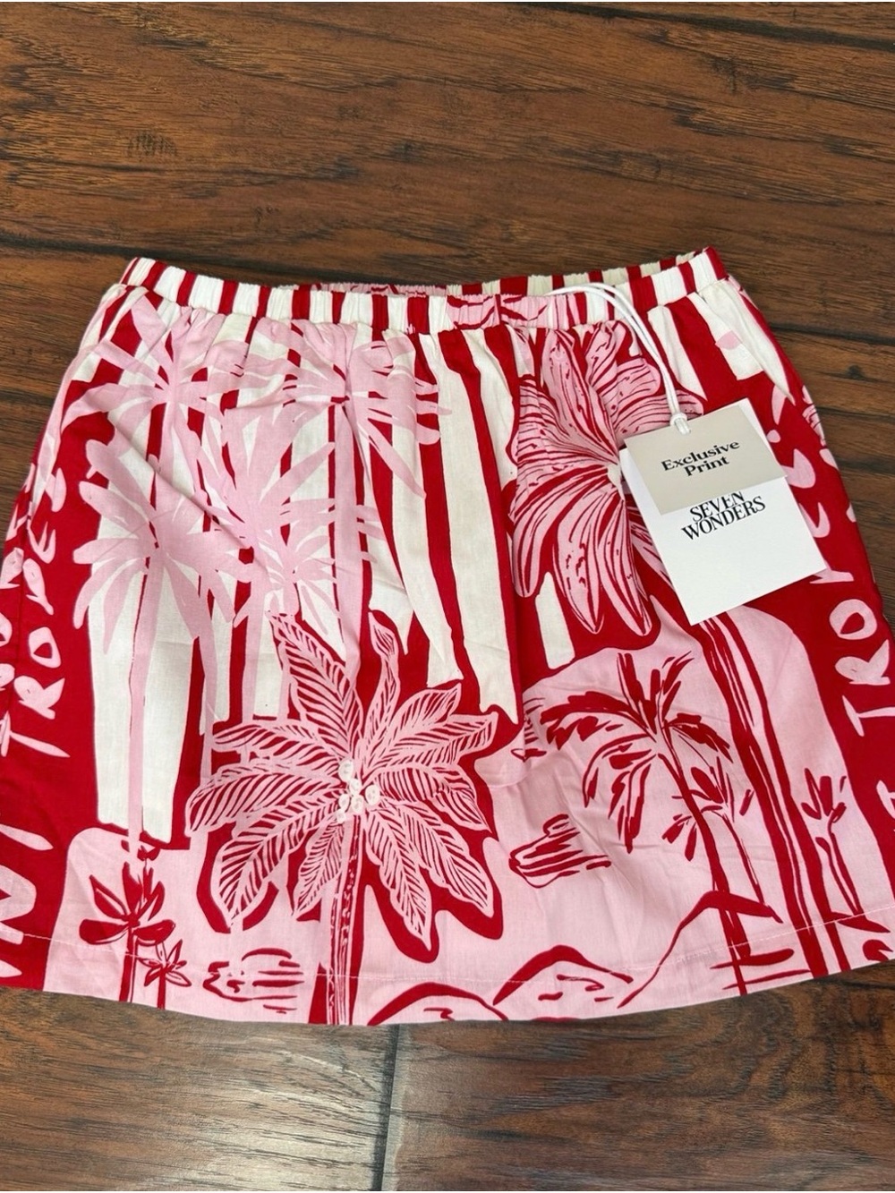Seven Wonders Pink & Red Tropical Print Skirt San tropez